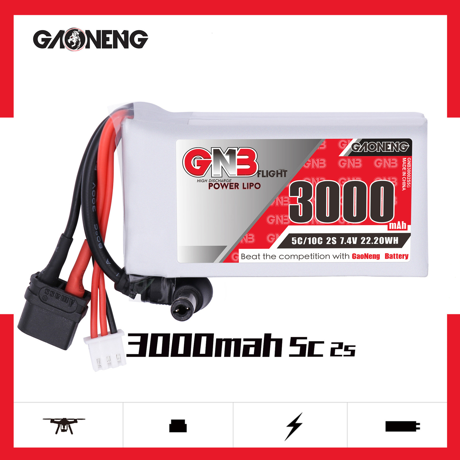 Batería Lipo GNB 2S 7,4 V 3000 - Skyzone Sky04X Pro Oled Fpv Goggles reseña y precio